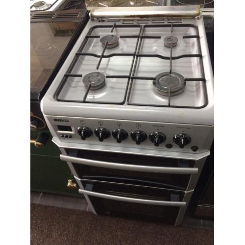 Silver beko 50cm gas cooker grill & double oven good condition with guarantee