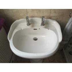 Ceramic Bathroom Sink/Basin including Taps