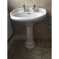 Ceramic Bathroom Sink/Basin including Taps