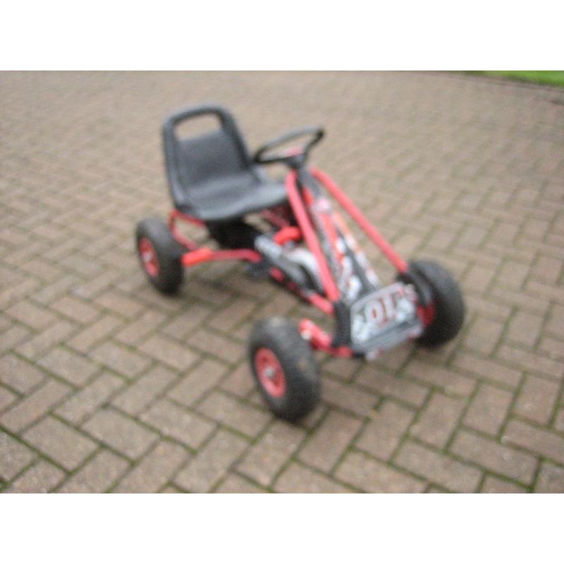 Racer Design Red Kids Childrens Pedal Go-Kart Ride-On Rubber Wheels