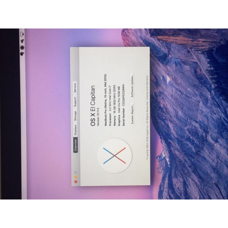 Apple MacBook Pro with Retina Display, Intel Core i7, 16GB RAM, 256GB Flash Storage, 15.4" Mid 2015