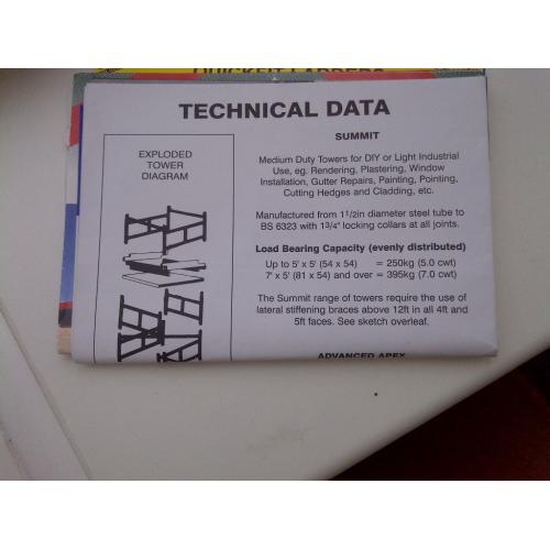 Medium Duty Scaffolding Tower (used) one and a half inch diameter steel tube (no boards with it)