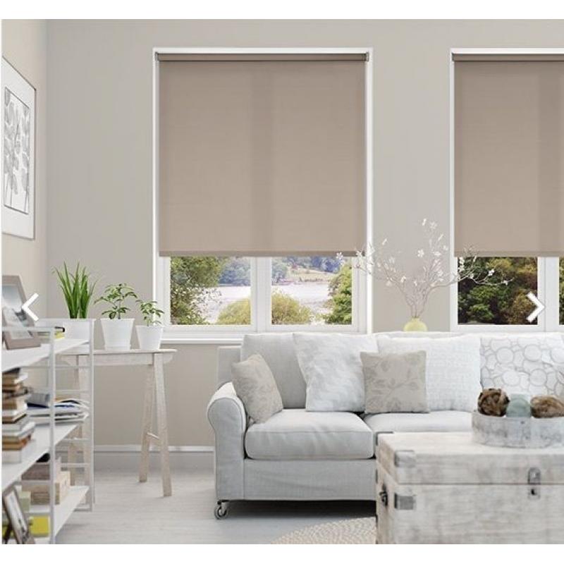TWO SIMPLE AND ELEGANT VALENCIA MUSHROOM ROLLER BLINDS