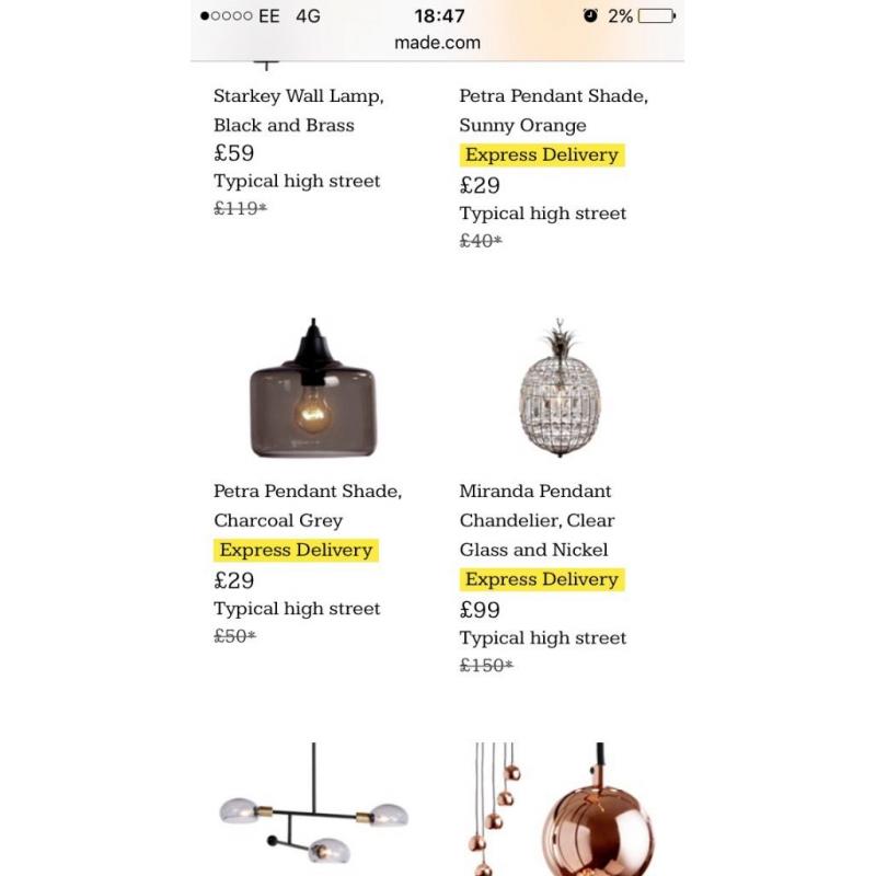 Two beautiful glass lightshades. Brand new