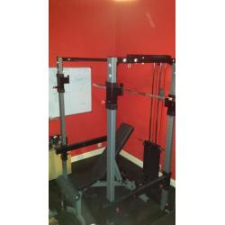 Heavy Duty Power Rack + Lat&Low Attachment + Incline/Decline Bench + Weights