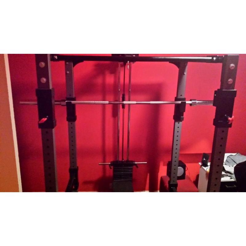 Heavy Duty Power Rack + Lat&Low Attachment + Incline/Decline Bench + Weights