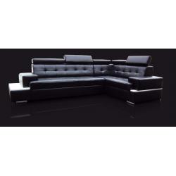 NEW HUGE CORNER SOFA BED BLACK LEATHER RIGHT HAND CORNER SLEEPING SURFACE ADJUSTABLE HEADBOARDS