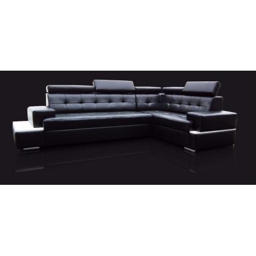 NEW HUGE CORNER SOFA BED BLACK LEATHER RIGHT HAND CORNER SLEEPING SURFACE ADJUSTABLE HEADBOARDS