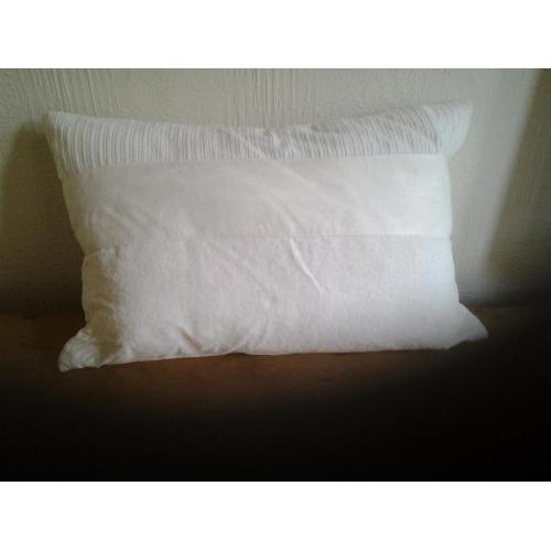 3 X WHITE CUSHIONS with CORDUROY, SATEEN & JACQUARD STRIPES