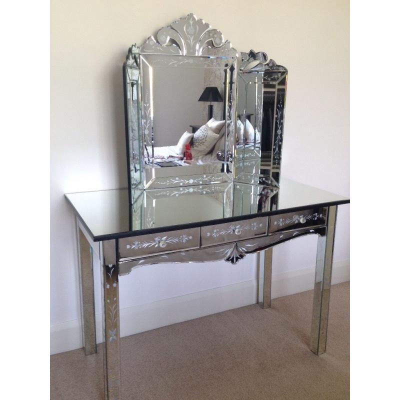 Venetian Style Mirrored Dressing Table and Mirror
