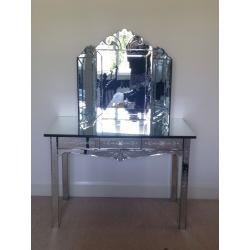 Venetian Style Mirrored Dressing Table and Mirror