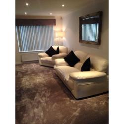 White leather suite sofa sofology 2 seater & chair