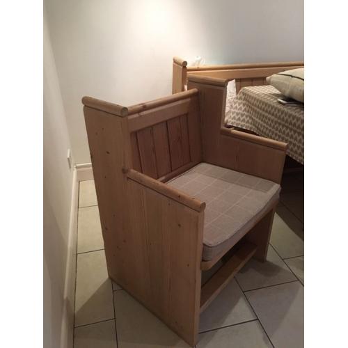 Bespoke handmade church pew chairs x 2