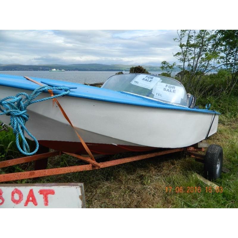 Speedboat with engine on trailer