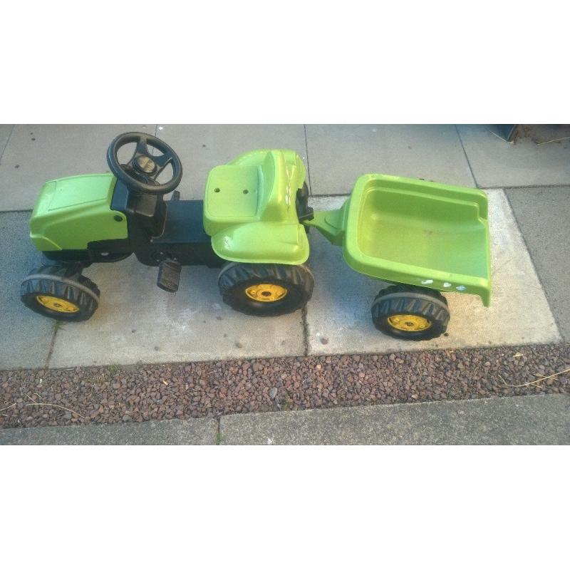 kids ride on pedal tractor with trailer