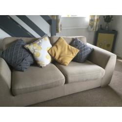 2 and 3 seater sofa with pouffe