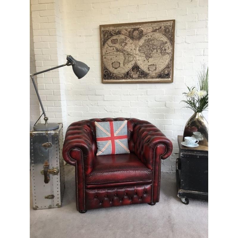 Oxblood Chesterfield club armchair. Can deliver.