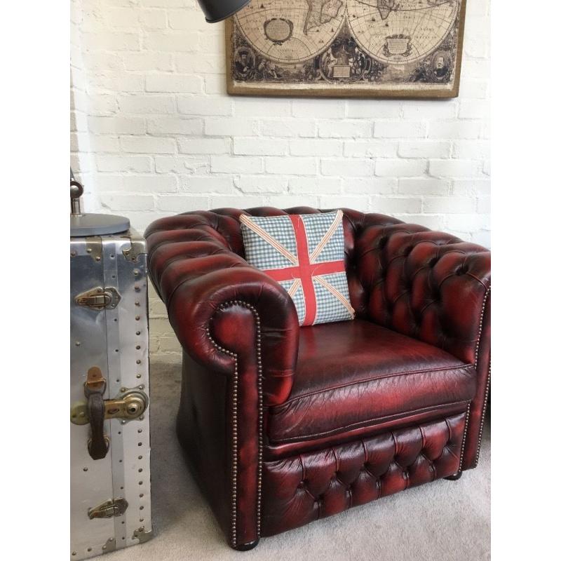 Oxblood Chesterfield club armchair. Can deliver.