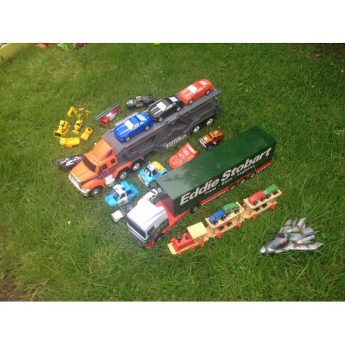 Large trucks and a selection of cars