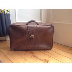 Authentic vintage 1970s dark brown suitcase -- excellent condition