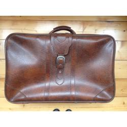 Authentic vintage 1970s dark brown suitcase -- excellent condition