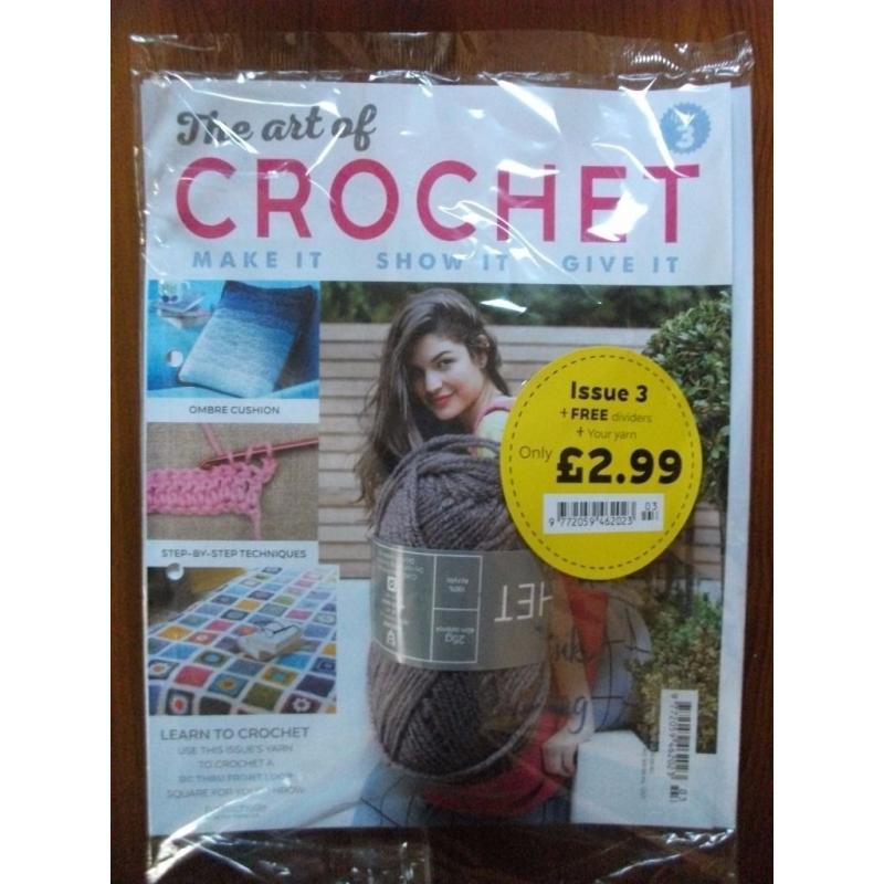 Lot of 3 Issues of The Art of Crochet Magazine including Hook, Yarns and Binder hobbies, crafts