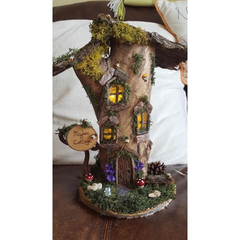 Beautiful Handmade Yew Fairy House Light