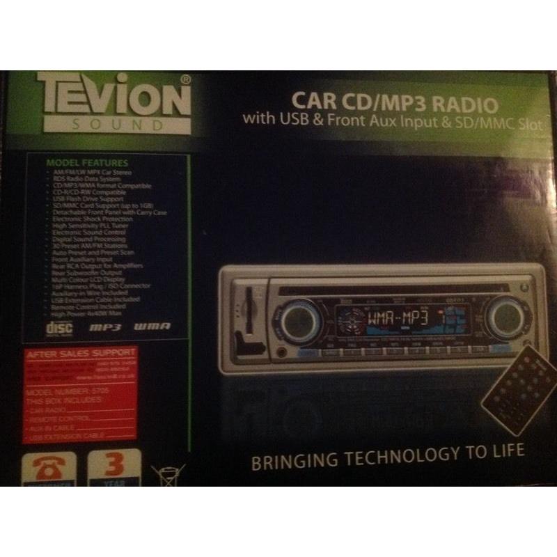 New Tevion Car Radio/Cd/MP3 Player