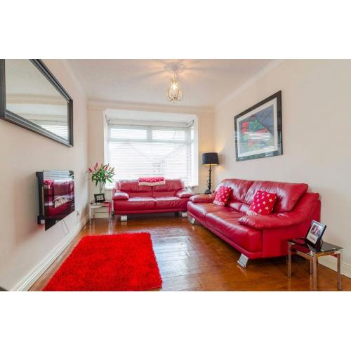 FOR SALE - 2 and 3 seaters red leather sofas