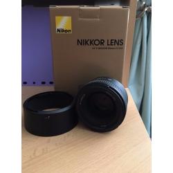 Nikon Nikkor 50mm f/1.8 with lens hood