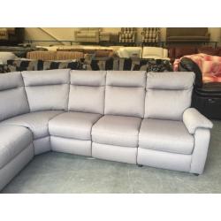 Ex-display Jemima grey fabric corner sofa with one electric recliner seat