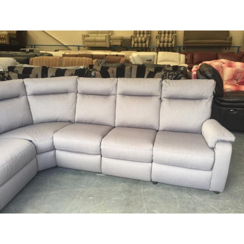 Ex-display Jemima grey fabric corner sofa with one electric recliner seat