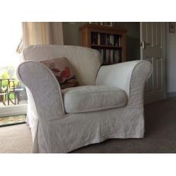 3 seater settee and chair with removable/washable covers. Including a spare set.