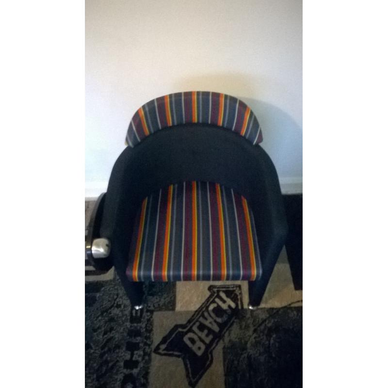 A new Dark Grey and Rainbow colours Designer Tub Chair