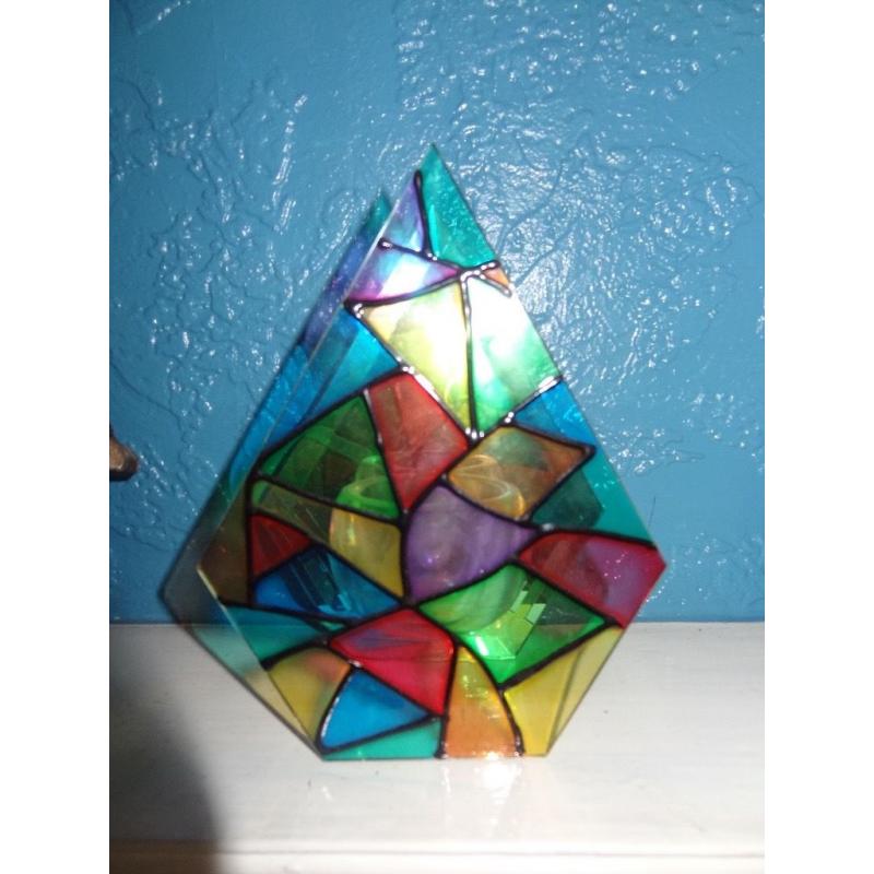 Stained glass tea light candle holder