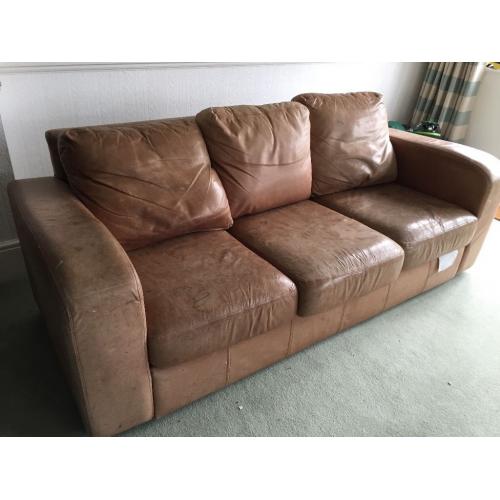 Free brown leather sofa