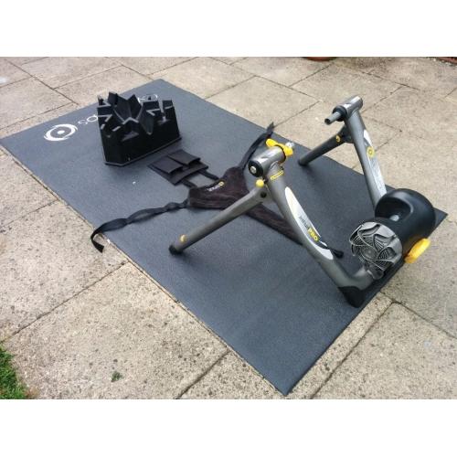 CycleOps Jet Fluid Pro Turbo Trainer + Training Mat + Riser Block + Bike Thong Sweat Cover