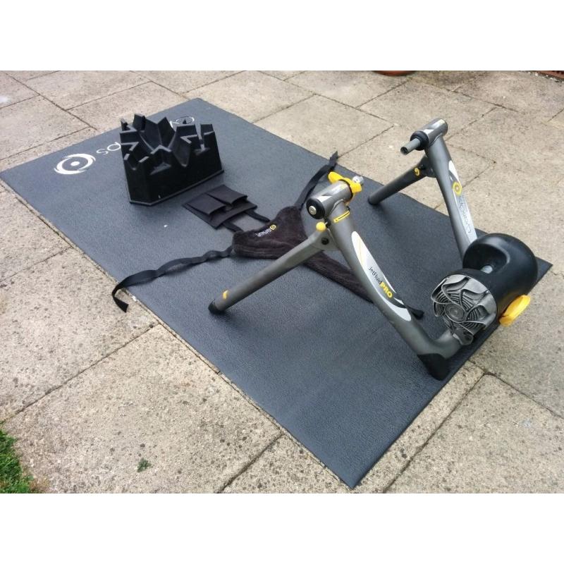 CycleOps Jet Fluid Pro Turbo Trainer + Training Mat + Riser Block + Bike Thong Sweat Cover