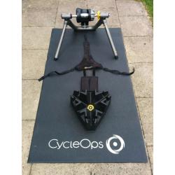 CycleOps Jet Fluid Pro Turbo Trainer + Training Mat + Riser Block + Bike Thong Sweat Cover