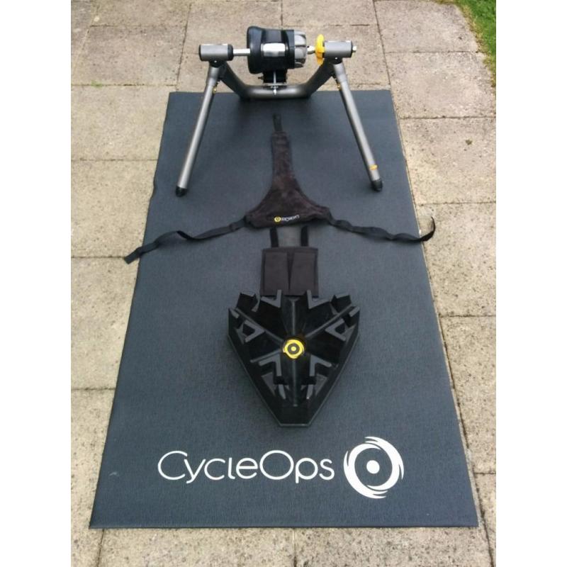 CycleOps Jet Fluid Pro Turbo Trainer + Training Mat + Riser Block + Bike Thong Sweat Cover