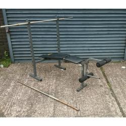 Weight lifting bench and two bars