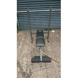Weight lifting bench and two bars