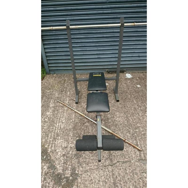 Weight lifting bench and two bars