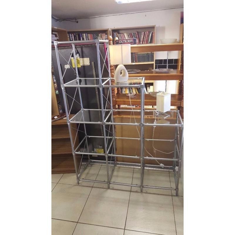 IKEA Laksvik Glass and Metal Cube Step Shelves