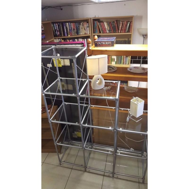 IKEA Laksvik Glass and Metal Cube Step Shelves