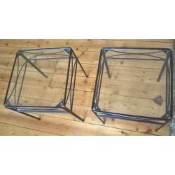 Glass and metal side tables