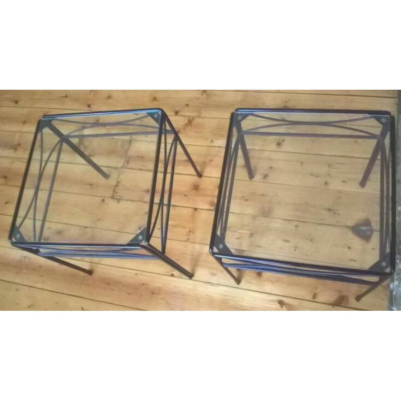 Glass and metal side tables