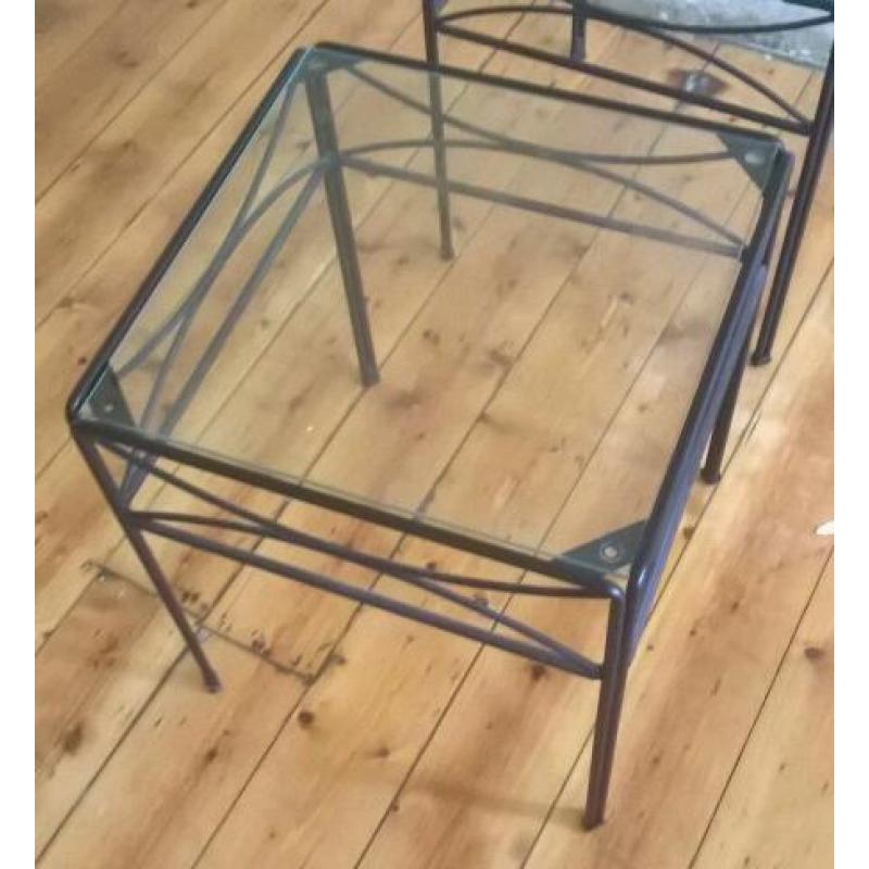 Glass and metal side tables