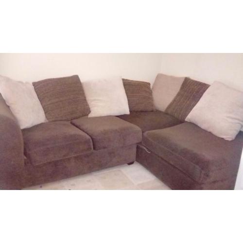 Brown corner fabric sofa