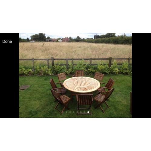Table and chairs garden set wood